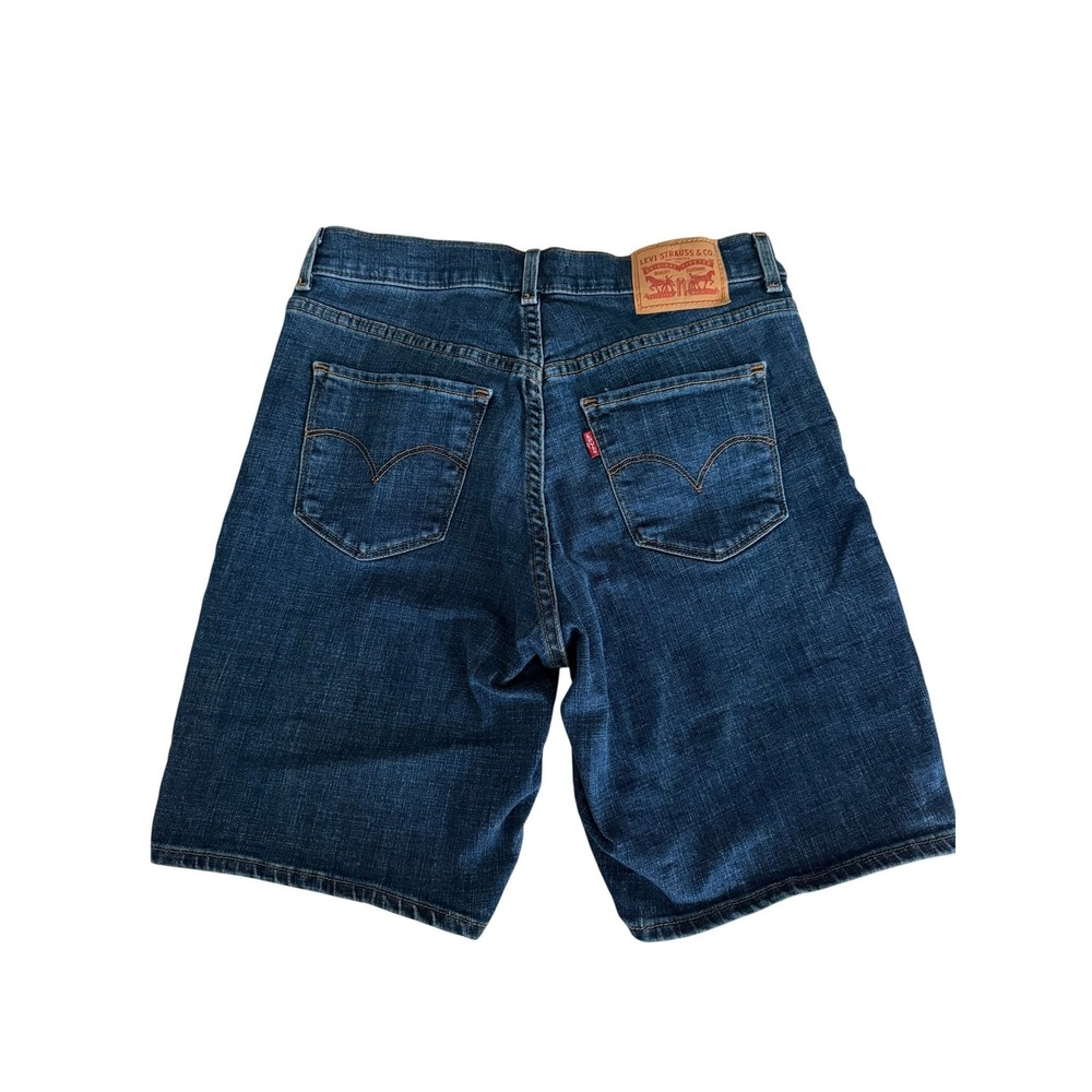 Levis Bermuda Shorts Womens 27 Dark Wash Denim Stretch Knee Length Jean Shorts